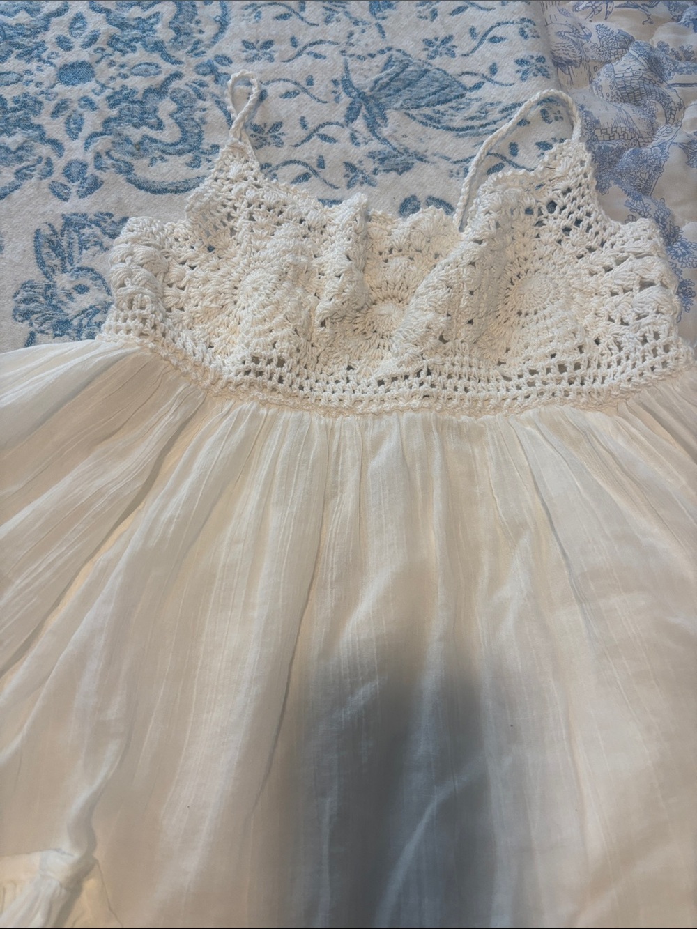 Free People Ivory Crochet Bust Spaghetti Strap Top